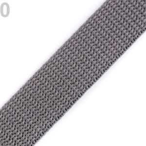 Polypropylene webbing tape 20m, Nylon webbing strap, dog collar or leash webbing, handle webbing, bag webbing 860 Grey