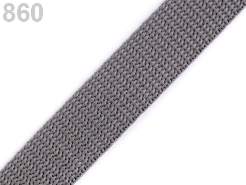 Polypropylene webbing tape 20m, Nylon webbing strap, dog collar or leash webbing, handle webbing, bag webbing 860 Grey