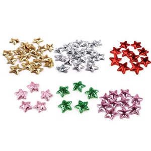 20 estrellas metálicas 30 mm / Muchos colores / estrellas de parches con lentejuelas brillante, estrellas decorativas