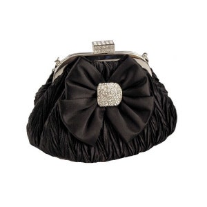 Petit sac bourse satin et strass noir ou rouge / Pochette mariage, sac cérémonie, sac bandoulière zdjęcie 1