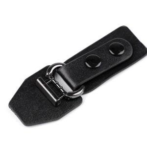 Black Eco Leather Fastening / leatherette fastener, buckle closure for clothing or leather goods image 2