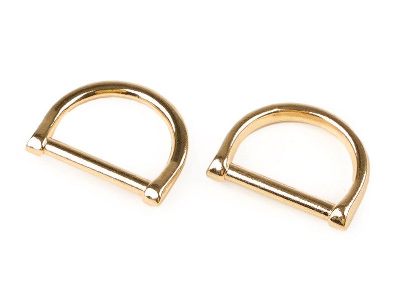 4 metal stirrup loops 25mm, half ring loops D shape Gold