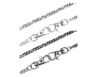 Flat metal mesh chain bag handle 120 cm / silver or black / Bag handles, shoulder chain for shoulder bag