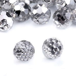 Silver faceted transparent crystal buttons Ø10 mm image 1