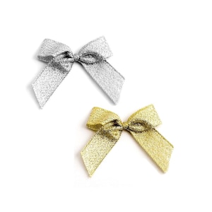 Fiocchi in nastro lurex oro o argento 15 mm 60 x 50 mm, fiocchi metallici