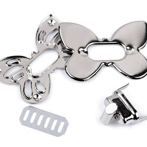 Handbag Lock, Butterfly / silver metal tuck lock for sewing purse,bags locks,leather closure