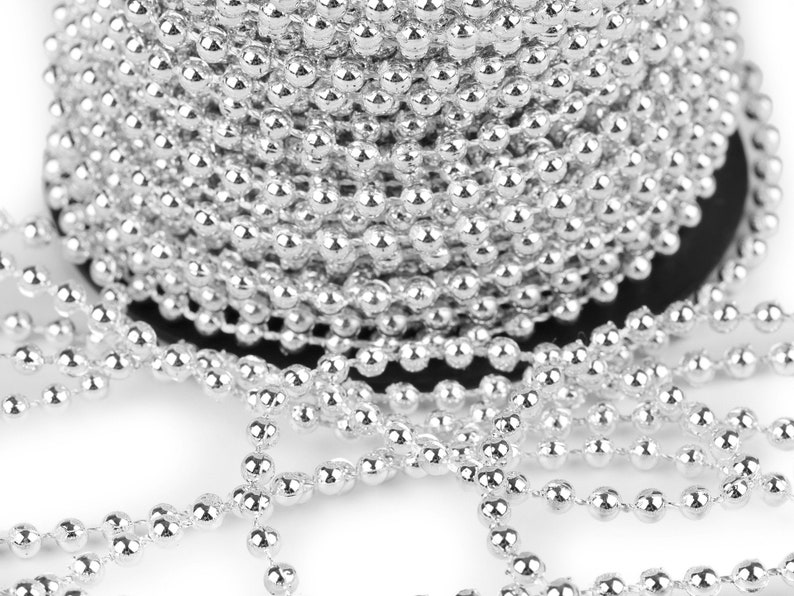 Ghirlanda di perle 3M 4mm / Molti colori / filo di perle per decorazione di matrimoni, decorazioni da tavola o albero di Natale immagine 3