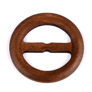 Wooden clips / buckles for clothes and macramé Ø60 mm Foncé / dark