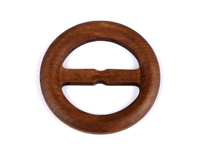 Wooden clips / buckles for clothes and macramé Ø60 mm Foncé / dark