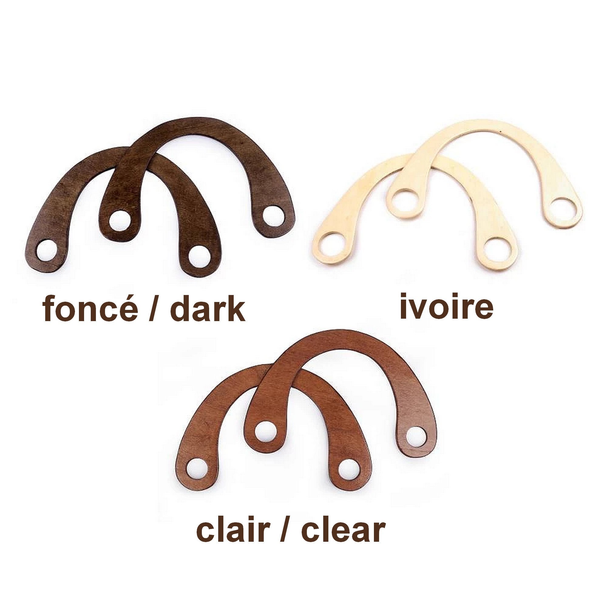 8 Manici Per Borse In Legno A Forma Di D - Set Con Manici Rotondi Per Borse Fatte A Mano, Uncinetto E Beach Bag - Foto 7