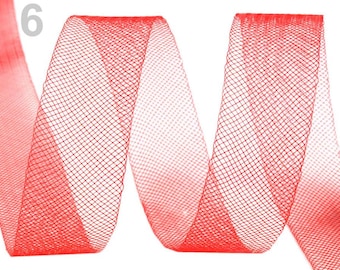 3M Ruban résille crinoline 25mm / Nombreux coloris / tissu treillage filet maille diamant, voile tulle de mariage, ruban résille voilette