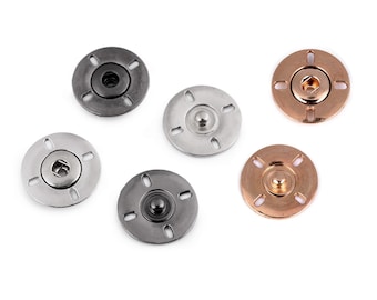 2 botones de presión de metal de costura 25 mm / plateado, negro / botón a presión, botones de costura