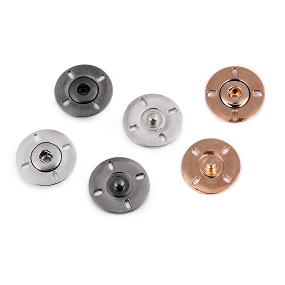 2 bottoni automatici in metallo 25mm / argento, nero / bottone a pressione,  bottoni cucirini -  Italia