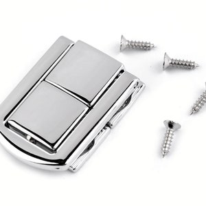 2 Fermoirs en métal argent pour boîtes, coffrets à bijoux et mallettes 24x31 mm