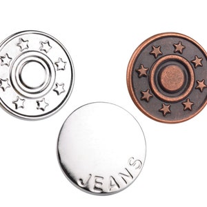 Botones de Metal para Vaqueros, 2 piezas, ajuste perfecto, giro de