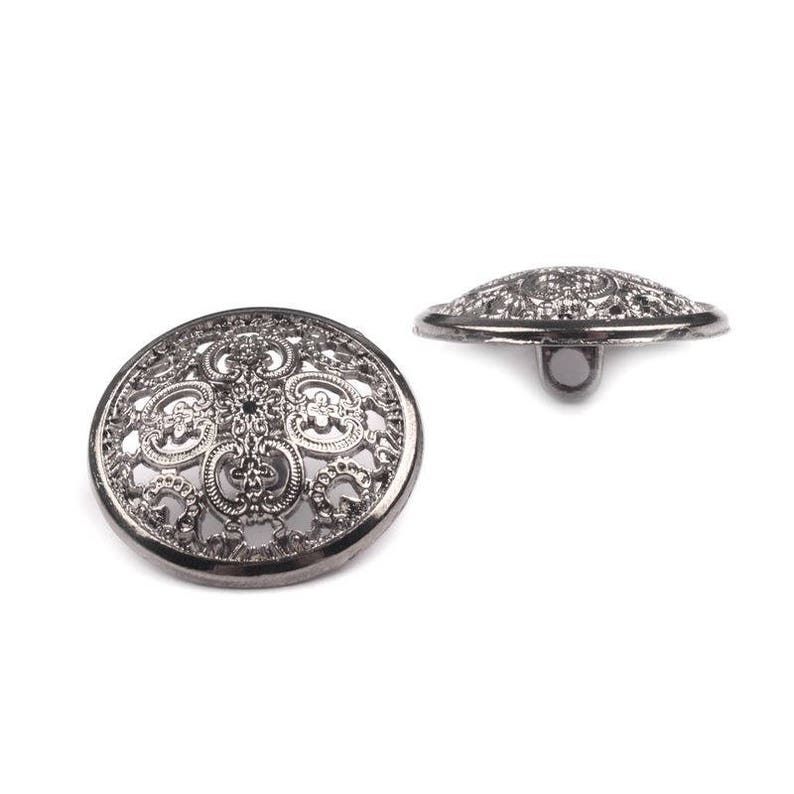 10 boutons métal ciselé / 18-22-25mm / or argent ou noir / Motif filigrane métal découpé, boucle au dos, boutons ronds metal image 4