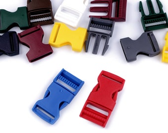 4 Plastic Side release Buckle with Strap Adjuster 25 mm / Many colors / Closure and buckle adjustment strap for bag, shoulder strap, belt