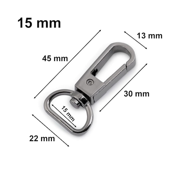 2 Mousquetons 15 20 32 39 50mm pivotants en m tal or argent