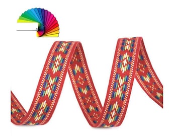 3yd Indian Pattern Woven Ribbon 0.51" / Ethnic Ribbon, Folk Ribbon, Woven Ribbon, Colorful Ribbon, Ribbon Bracelets, Indian Ribbon