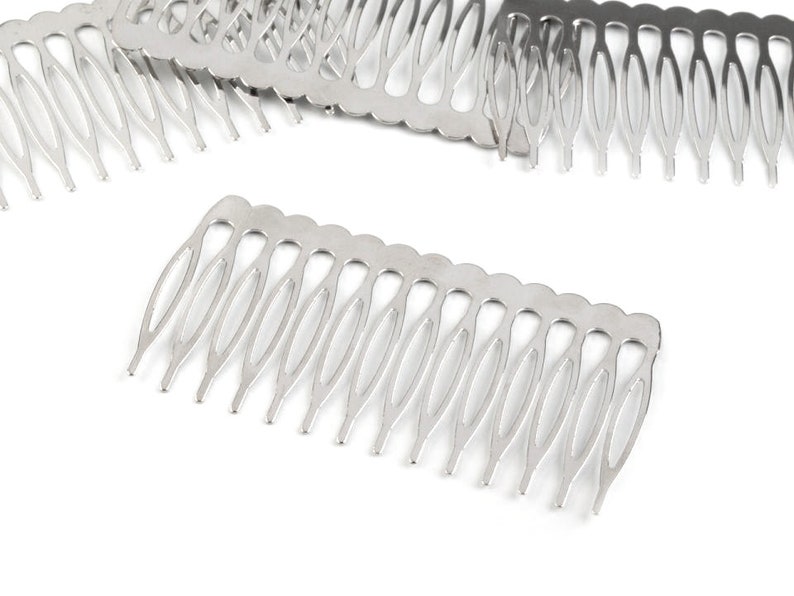 2 Silver metal comb / side comb, creation of hairdressing accessories, fools, fascinators, metal comb, comb to decorate image 2