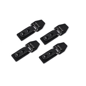 Black Eco Leather Fastening / leatherette fastener, buckle closure for clothing or leather goods 4 sets