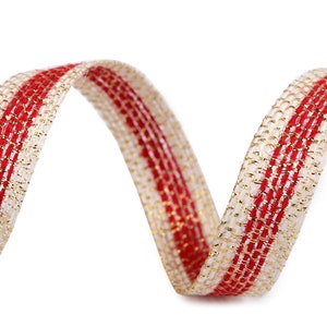 5M Ruban de jute avec lurex - 15mm x 5m - Parfait pour les mariages et les arrangements de Noël