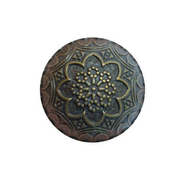 6 gebogen ronde knoppen 15 mm / zilver metaal of brons / gegraveerde metalen knoppen, afgeronde dome knop, vintage knop