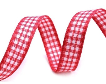 3yd Gingham Check Tape 0.63" / Many Colors / High Quality Double Side Woven Polyester Tape, Ribbon for Bows, Hair Tape