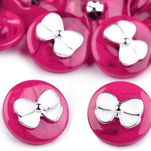 10 boutons avec noeud 18mm / Nombreux coloris / Boutons marbrés en plastique, boucle au dos, motif noeud image 1