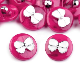 10 boutons avec noeud 18mm / Nombreux coloris / Boutons marbrés en plastique, boucle au dos, motif noeud