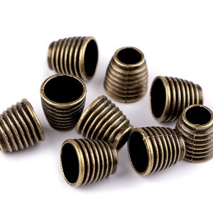 10 metal crimps ends 6mm / black, bronze, silver, blackened silver / cord stopper, cord finish, cord end