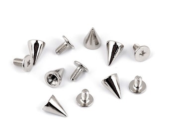 10 Decorative Screw Studs / Bottom Bag Feet Ø9.5 mm / spikes domes for punk vintage clothing, studded jackets or bags, decorative rivets set
