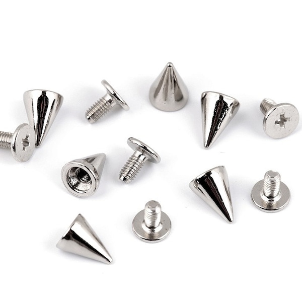 10 Decorative Screw Studs / Bottom Bag Feet Ø9.5 mm / spikes domes for punk vintage clothing, studded jackets or bags, decorative rivets set