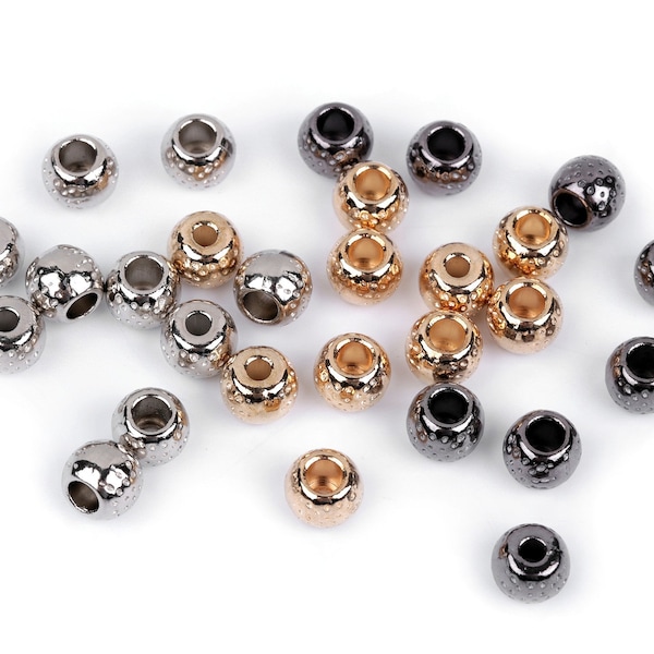 10 embouts de corde boule ronde métal martelé 3mm, stop cordon, finition cordelette