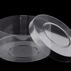 3 round boxes in clear plastic / several sizes / boxes packaging, jewelry box, transparent case