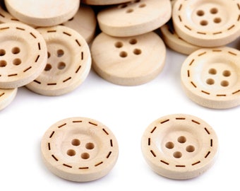 10 houtknopen effectstiksels / 18-23 mm / Decoratieve hout geverfde knopen voor scrapbooking, collage, mooie houten knopen