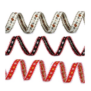 3yd flower woven braid 13-17mm / ethnic ribbon, folk ribbon, woven ribbon, colored ribbon, bracelet ribbon, Indian jacquard ribbon