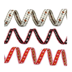 3M banda fiori intrecciati 13-17mm / banda di etnia, nastro folk, nastro tessuto, bracciali nastro colorato, nastro jacquard indiana