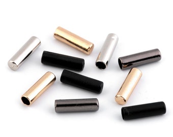 10 Cord End Tube Clasps 4mm / black, gold, silver, blackened silver / stop cord, cord finish, rope end