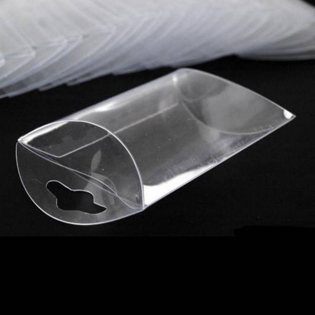 10 Clear Plastic Pillow Boxes With Handtags, Many Sizes Etsy
