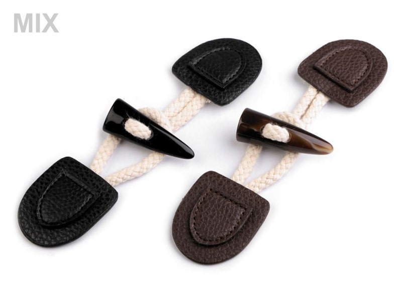 2 Duffle Coat Toggle Horn Button Fastener Eco Leather / Black Etsy