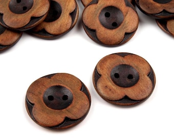 10 boutons en bois bicolores / Boutons pour pulls, vestes, couture, décoration