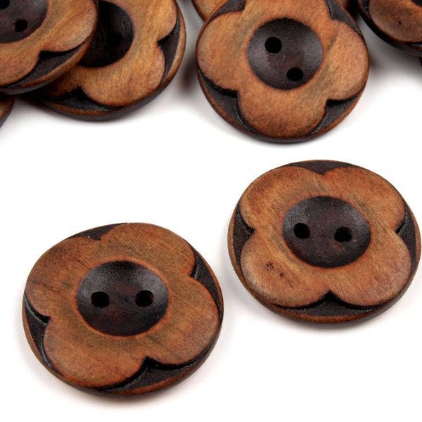 10 boutons en bois bicolores / Boutons pour pulls, vestes, couture, décoration