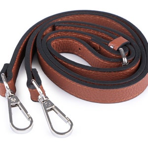 Schultergurt aus Kunstleder mit Karabinern / Verstellbar von 113 - 123 cm / verstellbarer Leder-Schultergurt, Ledertaschengriff