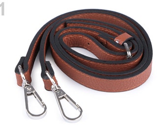 Shoulder strap leatherette with carabiners / Adjustable 113 - 123 cm / adjustable leather shoulder strap, leather bag handle