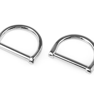 4 metal stirrup loops 25mm, half ring loops D shape Silver