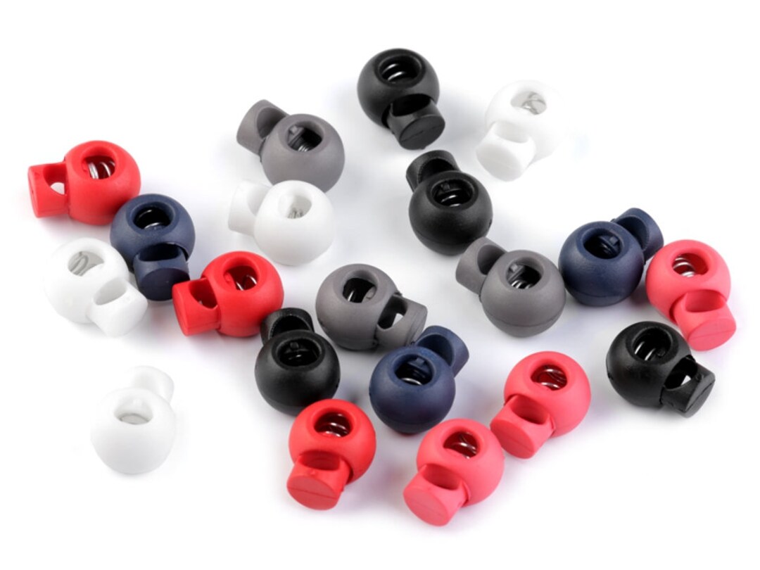 10 Round Cord Locks 15x19 Mm / Many Colors / Stop Stopper Double Cord ...
