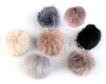 Pompon fourrure synthétique 6-8cm / Nombreux coloris / pompons en fausse fourrure - pompons fourrure pour bonnets - Gros pompons fourrure