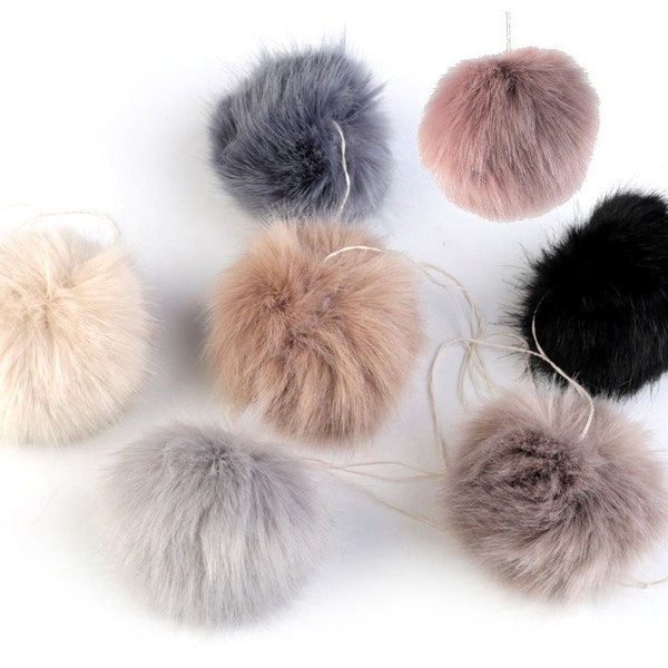 Pompon fourrure synthétique 6-8cm / Nombreux coloris / pompons en fausse fourrure - pompons fourrure pour bonnets - Gros pompons fourrure