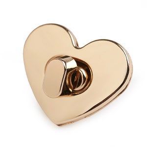Chiusura per borsa girevole a forma di cuore in metallo oro rosa immagine 3